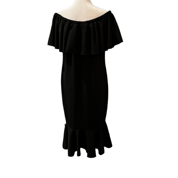 LuLaRoe CiCi Off Shoulder Black Dress With Ruffles BodyCon Size XL NEW - Picture 11 of 15